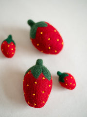 Red Strawberry Wool Dog Toy