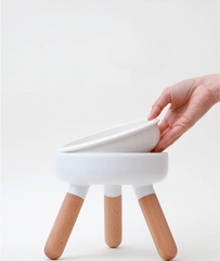 Oreo Ceramic Elevated Pet Bowl — White