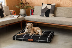 LAY LO Black Plaid Modern Dog Bed