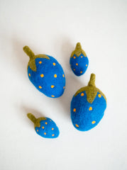 BLUE STRAWBERRY WOOL DOG TOY - Biscuit & Bell