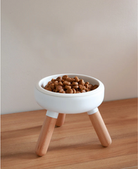 Oreo Ceramic Elevated Pet Bowl — White