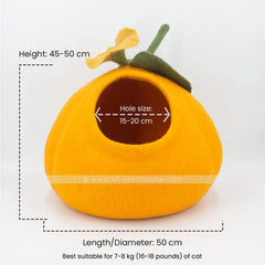 Whiskers Pumpkin Felt Cat Cave Bed 100% New Zealand Wool